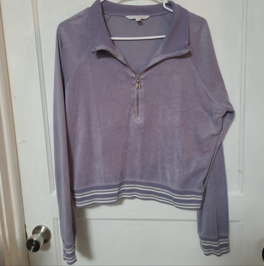 Victoria's Secret Lilac Quarter-Zip Sweatshirt Large